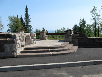 Rehabilitated overlook terrace with a view of Lake Superior