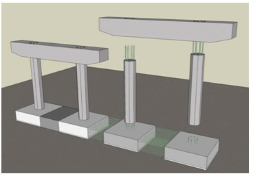 Precast spread footings;prebabricated columns;Prefabricated column caps