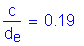 Formula: numerator (c) divided by denominator (d subscript e) = 0 point 19