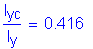 Formula: numerator (I subscript yc) divided by denominator (I subscript y) = 0 point 416