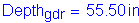 Formula: Depth subscript gdr = 55 point 50 inches