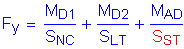 Formula: F subscript y = numerator (M subscript D1) divided by denominator (S subscript NC) + numerator (M subscript D2) divided by denominator (S subscript LT) + numerator (M subscript AD) divided by denominator (S subscript ST)