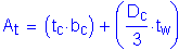 Formula: A subscript t = ( t subscript c times b subscript c ) + ( numerator (D subscript c) divided by denominator (3) times t subscript w )