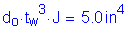 Formula: d subscript o times t subscript w cubed times J = 5 point 0 inches superscript 4