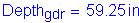Formula: Depth subscript gdr = 59 point 25 inches