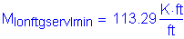 Formula: M subscript lonftgservImin = 113 point 29 Kips foot per foot