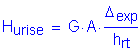 Formula: H subscript urise = G times A times numerator ( Delta subscript exp) divided by denominator (h subscript rt)