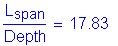 Formula: numerator (L subscript span) divided by denominator (Depth) = 17 point 83