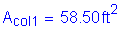 Formula: A subscript col1 = 58 point 50 feet squared
