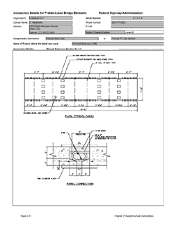 This data sheet shows the connection between a Precast Deck Slab and Precast PT Tub Girders. The detail was submitted by Colorado Department of Transportation. The connection is made using overlapping looped reinforcing bars located in a grouted key.