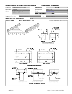 This data sheet shows the connection between a Glulam Wood Deck Panel and Glulam Wood Stringer. The detail was submitted by USDA Forest Products Laboratory. The connection is made using steel clips that are inserted into a notch in the side of the beam and then bolted to the underside of the deck.