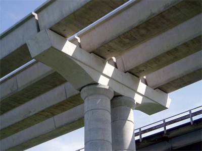 This is a photo showing a completed precast concrete pier cap.
