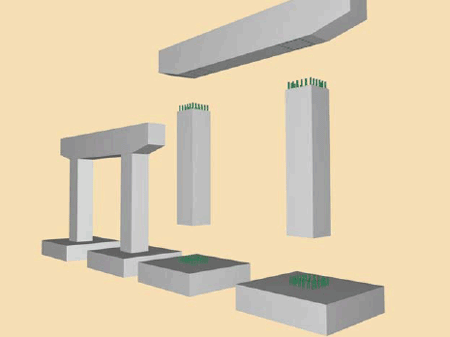 This figure is a computer rendering of the proposed four-column pier bent.