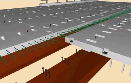 This figure is a computer rendering of the proposed precast full depth deck system.