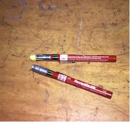 Temperature sensing crayons.
