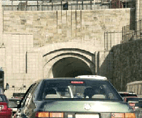 Traffic outside a tunnel