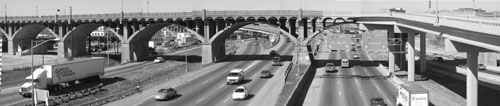 view looking down on Houston Street Viaduct