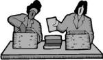 Cartoon drawing of two women packing items