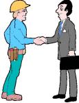 Cartoon drawing of two men shaking hands