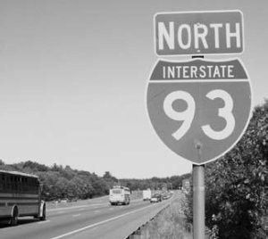 Cameo: Roadside sign for I-93 North.