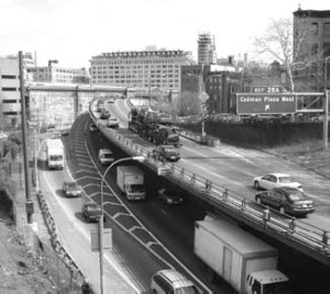 Cameo: A multilayered side view of the Brooklyn-Queens Expressway.