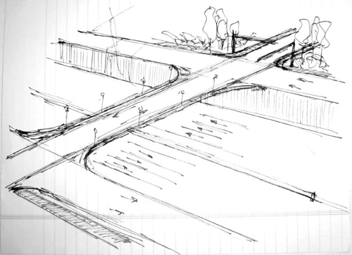 Figure 2 shows a sketch of an overpass with arrows used to indicate traffic directions below.