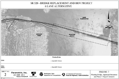 Figure 7. Floating Bridge, Approach Structures, and Phase 1 Project Elements (Click here for full-size image)