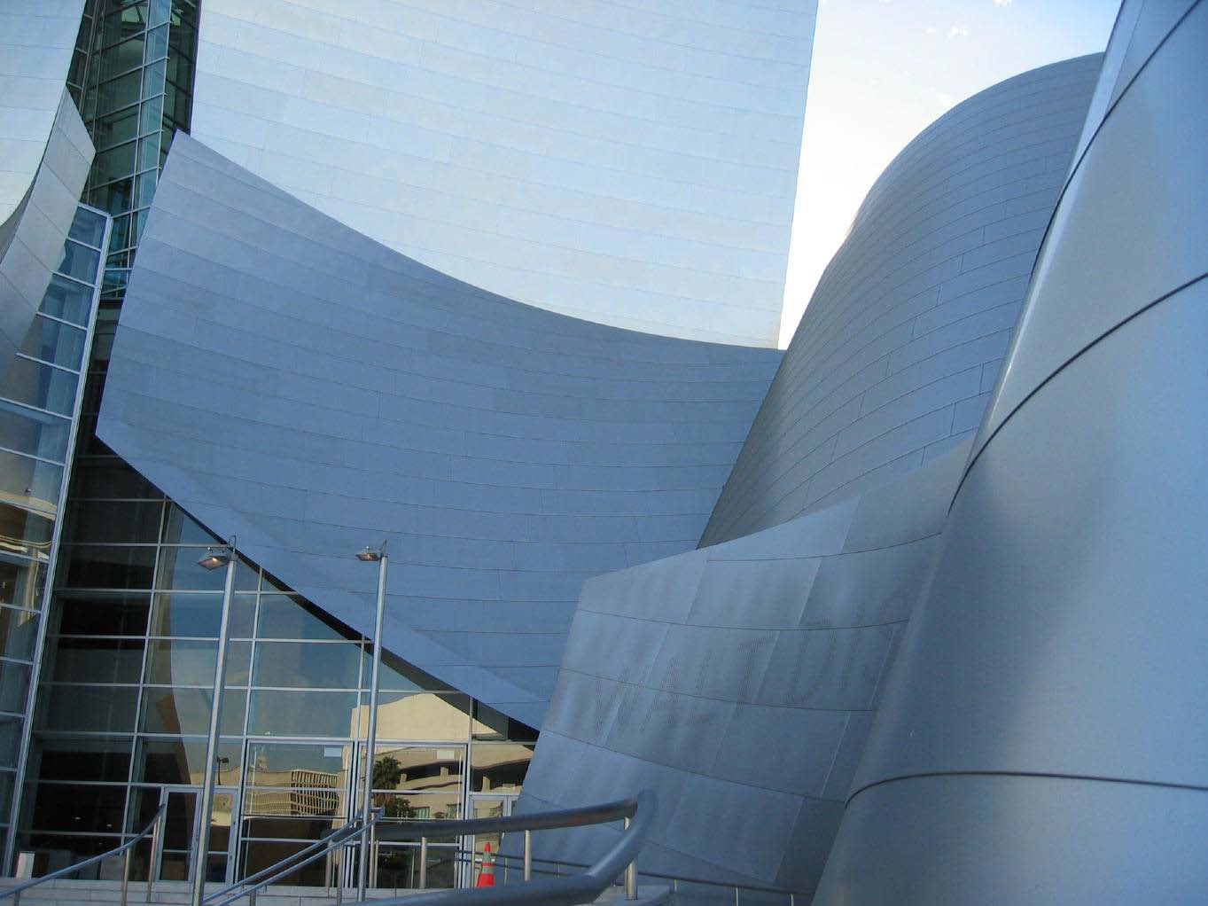 This photo is a close-upview of part of the Walt Disney Concert Hall .