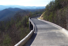 Photo showing the bridge as it curves along the hillside.