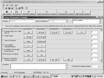 AUMRA Software Screen shot: Surface Deformation Evaluation bottom