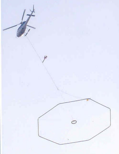 Photo showing helicopter-mounted TDEM