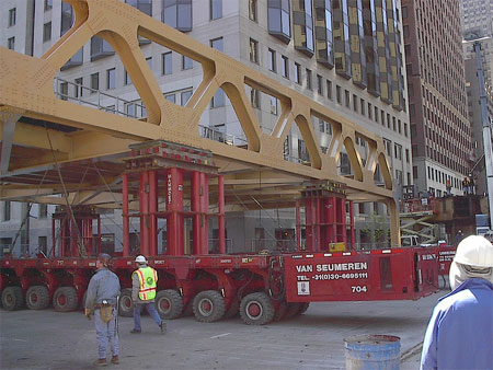 placing section of Wells Street Bridge, Chicago