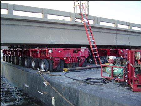 IH-10 Bridge over Escambia Bay, Florida SPMTs to realign bridge spans