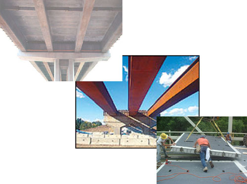 steel and conrete beams, deck sections