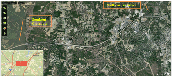 Figure 6. Photo. I-85 crossover locations.