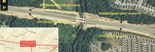 Figure 13. Photo. US-421 crossover locations.