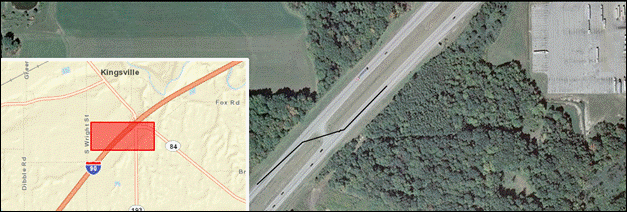 Figure 20. Photo. Standard pavement marking treatment location on I-90.