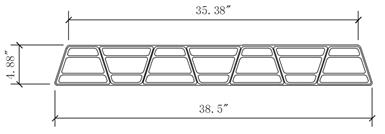 Diagram. Cross section dimensions of the FRP panel tested in fatigue.