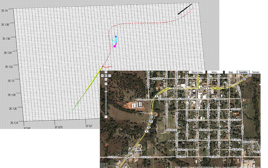 The location of the test site on Highway US-62 in Blanchard, OK is shown in Figure 7. The test site is 1.689 miles long and is located approximately one mile to the west of Blanchard town on Highway 62.