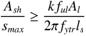 Equation C-8.8.12-1. Equation. A subscript sh divided by s subscript max is equal to or greater than the product of k times f subscript ul, times A subscript l, end of product, that product divided by the product of 2 times pi, times f subscript ytr, times l subscript s, end of product.