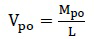 V subscript po equals M subscript po divided by L.