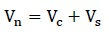 V subscript n equals the sum of V subscript c and V subscript s.