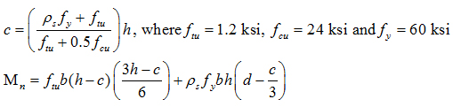 Figure 32. Equation. Neutral axis depth and moment capacity for compression limit state.