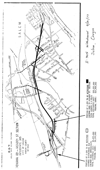 Map of Salem, OR I-305 withdrawal