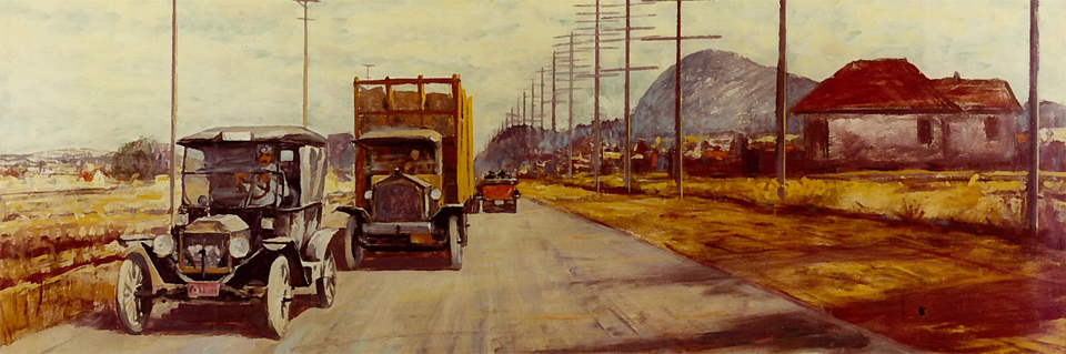 painting of old cars