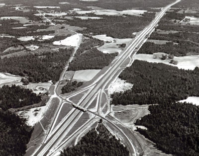 The 13-mile, $3.8 million section of Interstate Route 65 in Escambia County, Ala., is part of the route from Mobile to Montgomery.  (Not yet open to traffic when this photograph was made.)