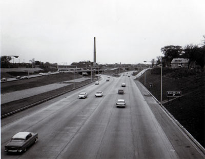 Interstate 94- Chicago Illinois.  Junction of Northwest Expressway and Edens Expressway looking West from Montrose Avenue.