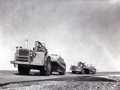 AASHO Road Test - Illinois - Two-axle tractor scraper used in special studies after regular test traffic.
