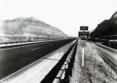 Oregon- Looking east on the Mitchell Point-Cascade Lock Section of the Columbia River Highway, I-80N (now I-84).