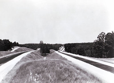 1966 Shoulder construction and striping on I-40 east of Natchez Trace State Park, Henderson County